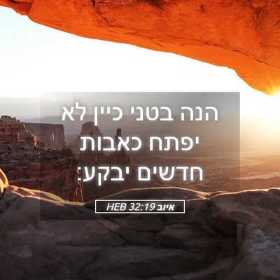 Picture 05 - איוב 32:19 HEB - הנה בטני כיין לא יפתח כאבות - Bible Verse Picture