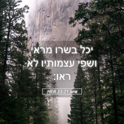 Picture 05 - איוב 33:21 HEB - יכל בשרו מראי ושפי עצמותיו - Bible Verse Picture