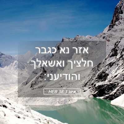 Picture 05 - איוב 38:3 HEB - אזר נא כגבר חלציך ואשאלך - Bible Verse Picture