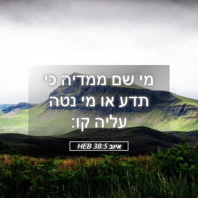 Picture 05 - איוב 38:5 HEB - מי שם ממדיה כי תדע או מי נטה - Bible Verse Picture