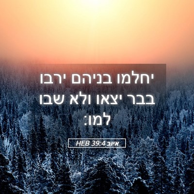 Picture 05 - איוב 39:4 HEB - יחלמו בניהם ירבו בבר יצאו - Bible Verse Picture