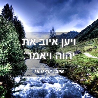 Picture 05 - איוב 40:3 HEB - ויען איוב את יהוה - Bible Verse Picture
