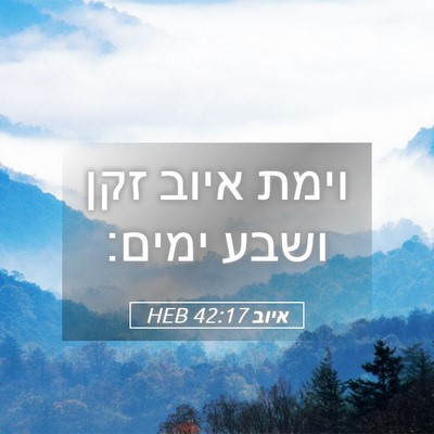 Picture 05 - איוב 42:17 HEB - וימת איוב זקן ושבע - Bible Verse Picture