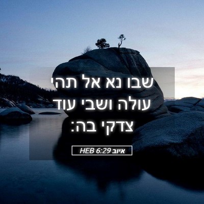 Picture 05 - איוב 6:29 HEB - שבו נא אל תהי עולה ושבי עוד - Bible Verse Picture