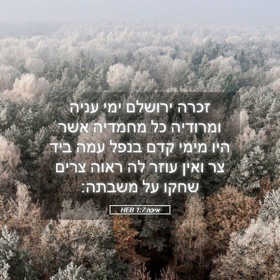 Picture 05 - איכה 1:7 HEB - זכרה ירושלם ימי עניה - Bible Verse Picture