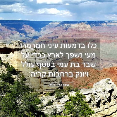 Picture 05 - איכה 2:11 HEB - כלו בדמעות עיני חמרמרו מעי - Bible Verse Picture