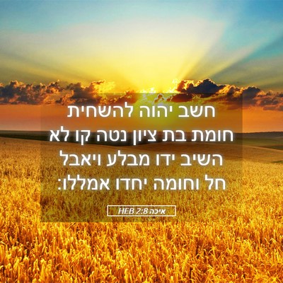 Picture 05 - איכה 2:8 HEB - חשב יהוה להשחית חומת בת - Bible Verse Picture
