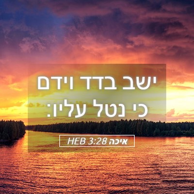 Picture 05 - איכה 3:28 HEB - ישב בדד וידם כי נטל - Bible Verse Picture