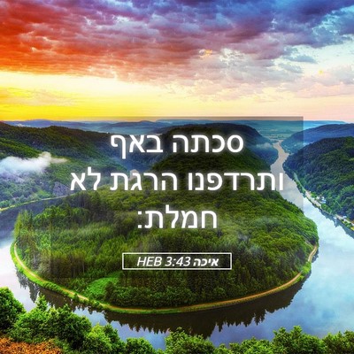 Picture 05 - איכה 3:43 HEB - סכתה באף ותרדפנו הרגת לא - Bible Verse Picture