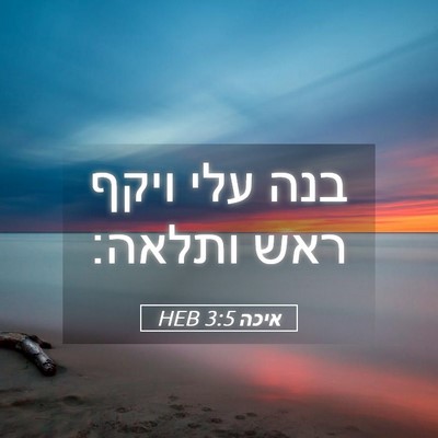 Picture 05 - איכה 3:5 HEB - בנה עלי ויקף ראש - Bible Verse Picture