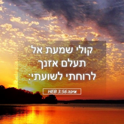 Picture 05 - איכה 3:56 HEB - קולי שמעת אל תעלם אזנך - Bible Verse Picture