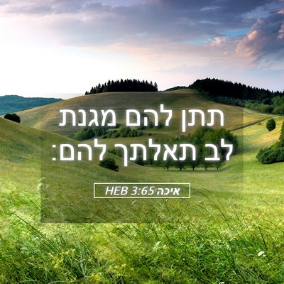 Picture 05 - איכה 3:65 HEB - תתן להם מגנת לב תאלתך - Bible Verse Picture