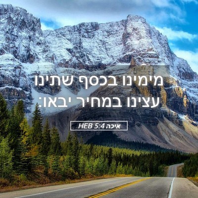 Picture 05 - איכה 5:4 HEB - מימינו בכסף שתינו עצינו - Bible Verse Picture