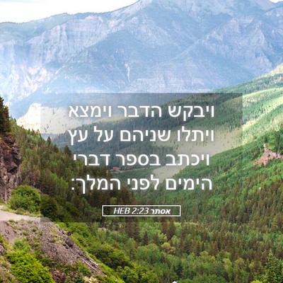 Picture 05 - אסתר 2:23 HEB - ויבקש הדבר וימצא ויתלו - Bible Verse Picture