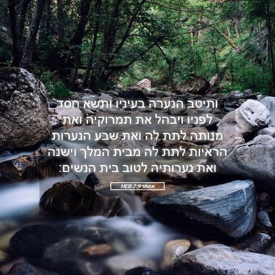 Picture 05 - אסתר 2:9 HEB - ותיטב הנערה בעיניו ותשא - Bible Verse Picture