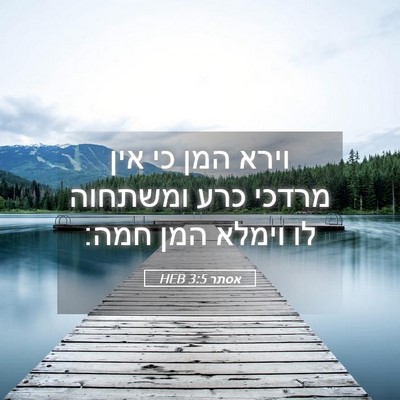 Picture 05 - אסתר 3:5 HEB - וירא המן כי אין מרדכי כרע - Bible Verse Picture