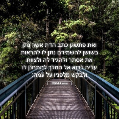 Picture 05 - אסתר 4:8 HEB - ואת פתשגן כתב הדת אשר נתן - Bible Verse Picture