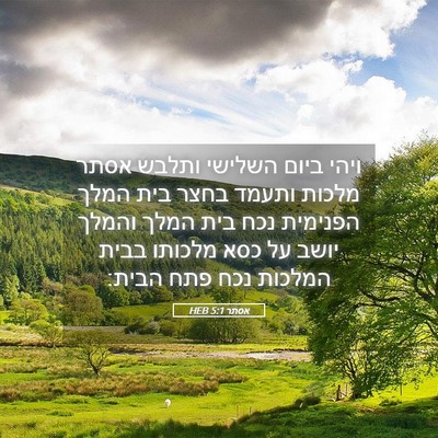 Picture 05 - אסתר 5:1 HEB - ויהי ביום השלישי ותלבש - Bible Verse Picture
