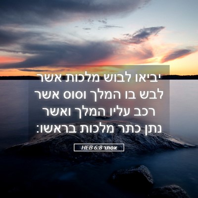 Picture 05 - אסתר 6:8 HEB - יביאו לבוש מלכות אשר לבש בו - Bible Verse Picture