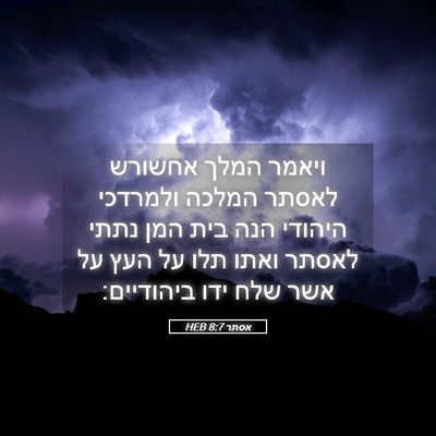 Picture 05 - אסתר 8:7 HEB - ויאמר המלך אחשורש לאסתר - Bible Verse Picture