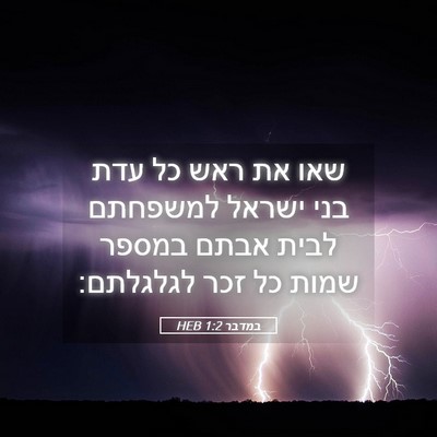 Picture 05 - במדבר 1:2 HEB - שאו את ראש כל עדת בני ישראל - Bible Verse Picture