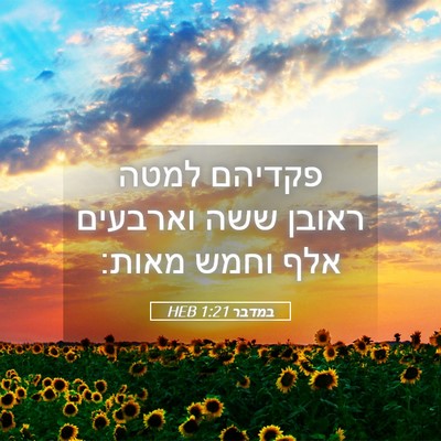 Picture 05 - במדבר 1:21 HEB - פקדיהם למטה ראובן ששה - Bible Verse Picture