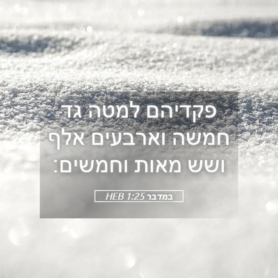 Picture 05 - במדבר 1:25 HEB - פקדיהם למטה גד חמשה - Bible Verse Picture