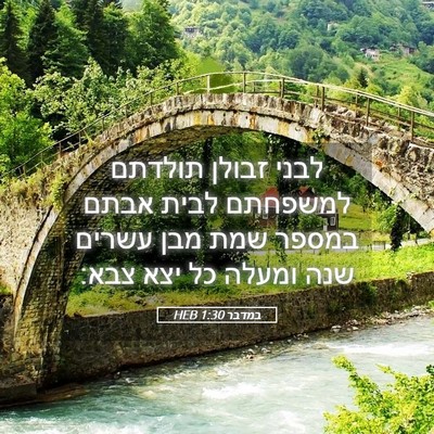 Picture 05 - במדבר 1:30 HEB - לבני זבולן תולדתם למשפחתם - Bible Verse Picture