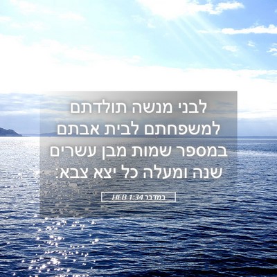 Picture 05 - במדבר 1:34 HEB - לבני מנשה תולדתם למשפחתם - Bible Verse Picture