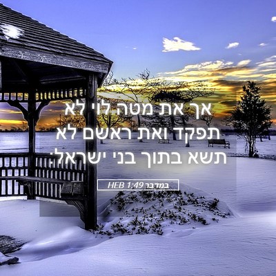 Picture 05 - במדבר 1:49 HEB - אך את מטה לוי לא תפקד ואת - Bible Verse Picture