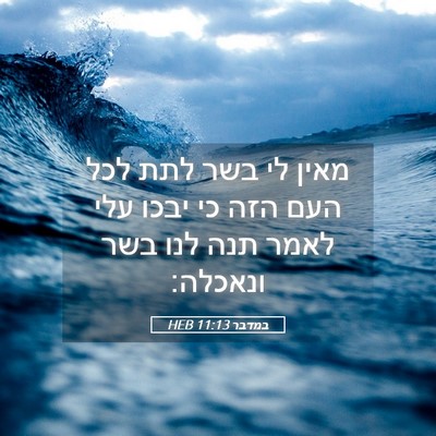 Picture 05 - במדבר 11:13 HEB - מאין לי בשר לתת לכל העם הזה - Bible Verse Picture
