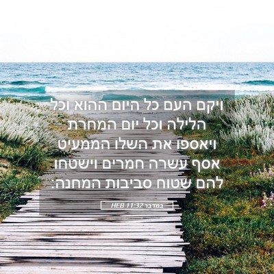 Picture 05 - במדבר 11:32 HEB - ויקם העם כל היום ההוא וכל - Bible Verse Picture
