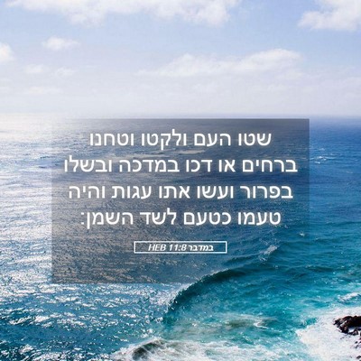 Picture 05 - במדבר 11:8 HEB - שטו העם ולקטו וטחנו ברחים - Bible Verse Picture