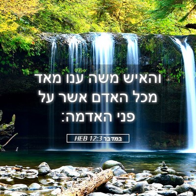 Picture 05 - במדבר 12:3 HEB - והאיש משה ענו מאד מכל האדם - Bible Verse Picture