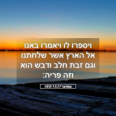 Picture 05 - במדבר 13:27 HEB - ויספרו לו ויאמרו באנו אל - Bible Verse Picture