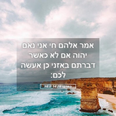 Picture 05 - במדבר 14:28 HEB - אמר אלהם חי אני נאם יהוה אם - Bible Verse Picture