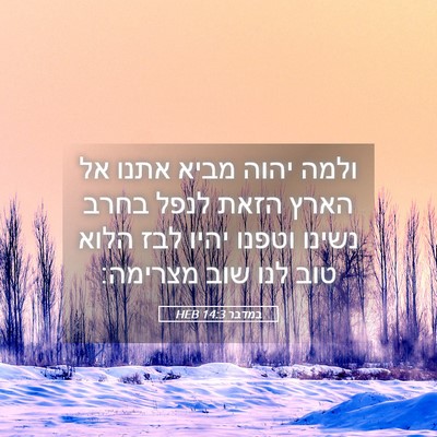 Picture 05 - במדבר 14:3 HEB - ולמה יהוה מביא אתנו אל הארץ - Bible Verse Picture