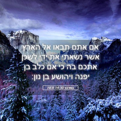 Picture 05 - במדבר 14:30 HEB - אם אתם תבאו אל הארץ אשר - Bible Verse Picture