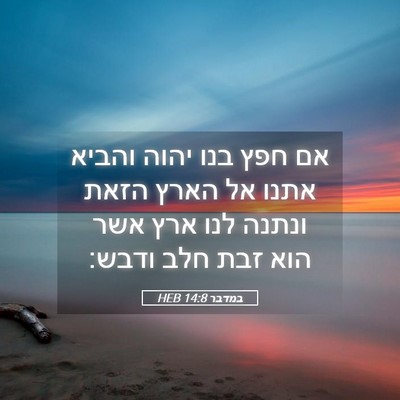 Picture 05 - במדבר 14:8 HEB - אם חפץ בנו יהוה והביא אתנו - Bible Verse Picture