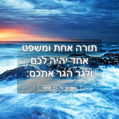 Picture 05 - במדבר 15:16 HEB - תורה אחת ומשפט אחד יהיה לכם - Bible Verse Picture
