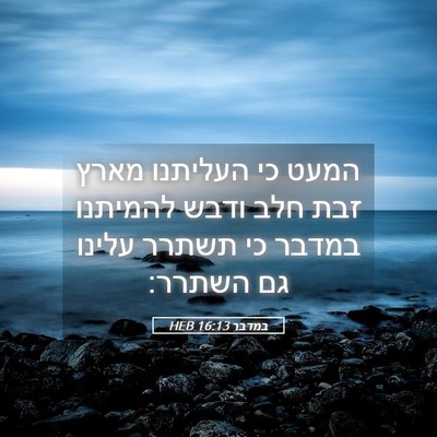 Picture 05 - במדבר 16:13 HEB - המעט כי העליתנו מארץ זבת - Bible Verse Picture