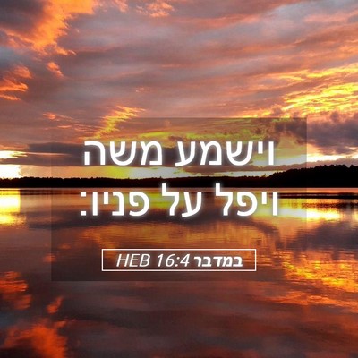 Picture 05 - במדבר 16:4 HEB - וישמע משה ויפל על - Bible Verse Picture