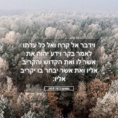 Picture 05 - במדבר 16:5 HEB - וידבר אל קרח ואל כל עדתו - Bible Verse Picture