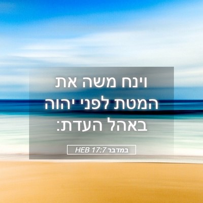 Picture 05 - במדבר 17:7 HEB - וינח משה את המטת לפני יהוה - Bible Verse Picture