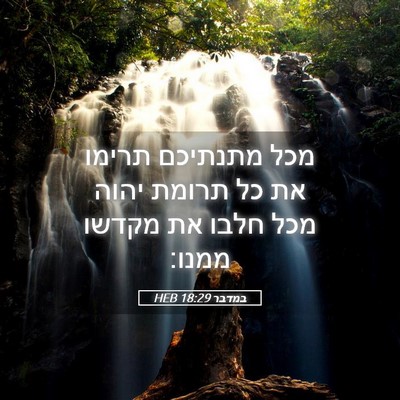 Picture 05 - במדבר 18:29 HEB - מכל מתנתיכם תרימו את כל - Bible Verse Picture