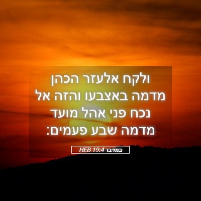 Picture 05 - במדבר 19:4 HEB - ולקח אלעזר הכהן מדמה - Bible Verse Picture