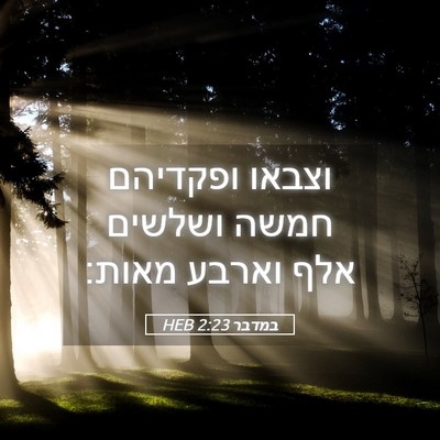 Picture 05 - במדבר 2:23 HEB - וצבאו ופקדיהם חמשה ושלשים - Bible Verse Picture