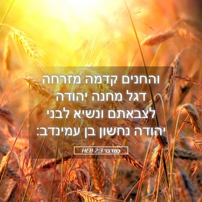 Picture 05 - במדבר 2:3 HEB - והחנים קדמה מזרחה דגל מחנה - Bible Verse Picture