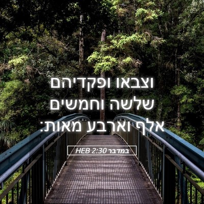 Picture 05 - במדבר 2:30 HEB - וצבאו ופקדיהם שלשה וחמשים - Bible Verse Picture