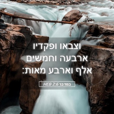 Picture 05 - במדבר 2:6 HEB - וצבאו ופקדיו ארבעה וחמשים - Bible Verse Picture